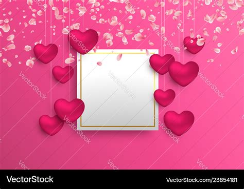 Valentines day card template of pink hearts Vector Image