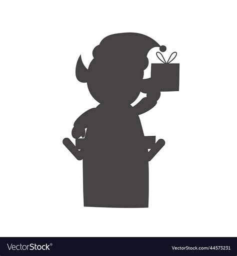 Christmas elf silhouette isolated elf Royalty Free Vector