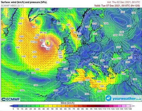 An explosive cyclogenesis is threatening to batter the UK next week