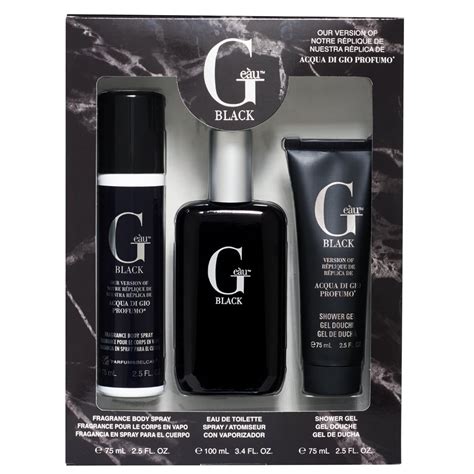 ($14 Value) G eau Black, version of Acqua di Gio Profumo, Cologne Gift Set for Men, 3 Pieces ...