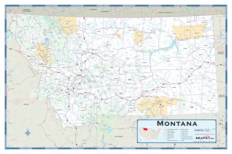 Montana County Highway Wall Map by Maps.com