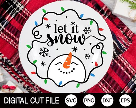 Let It Snow SVG, Christmas Ornament Svg, Round Sign Svg, Welcome Sign ...