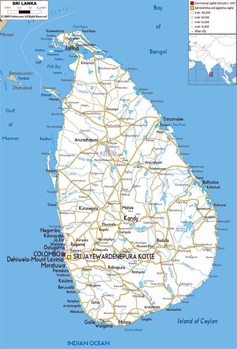 Road Map Of Sri Lanka With Distance - 2024 Winter Solstice