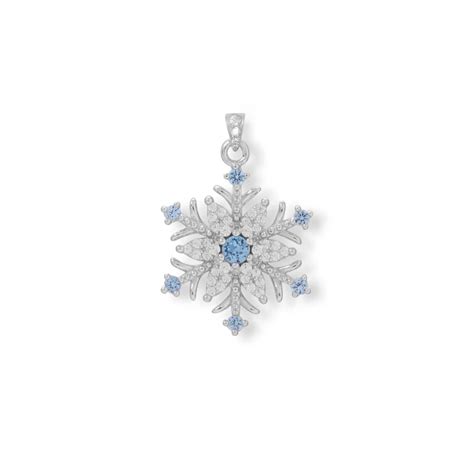 Snowflake Pendant / Blue and White CZ Snowflake Pendant / - Etsy