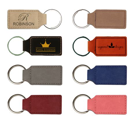 Personalized Keychains | Faux Leather, Rectangle | Charleston Engravers