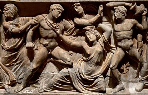 Orestes slaying Clytemnestra (a close-up of relief “Orestes slaying ...