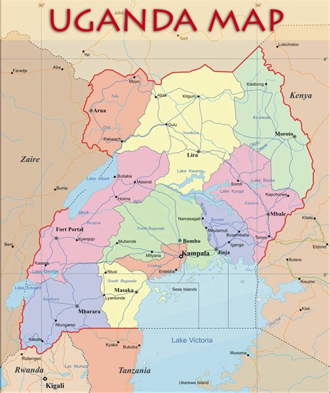 Uganda Political Map - Uganda • mappery