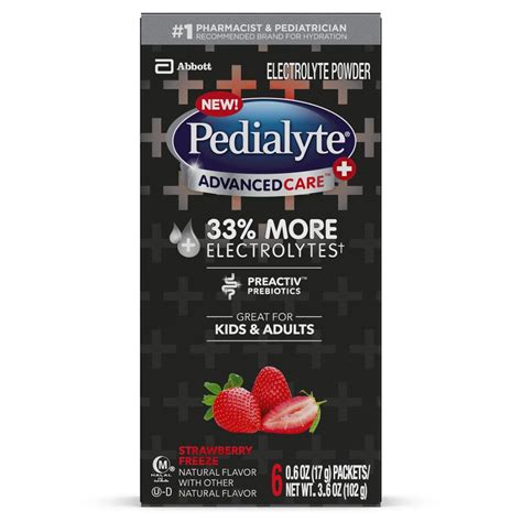 Pedialyte AdvancedCare Plus Powder Packs / Strawberry Freeze / 17g stickpack / 36 Count