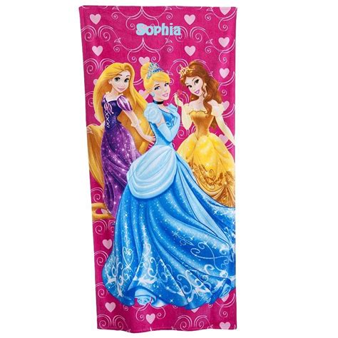 Disney Princess Hearts Beach Towel, Pink - Personalized