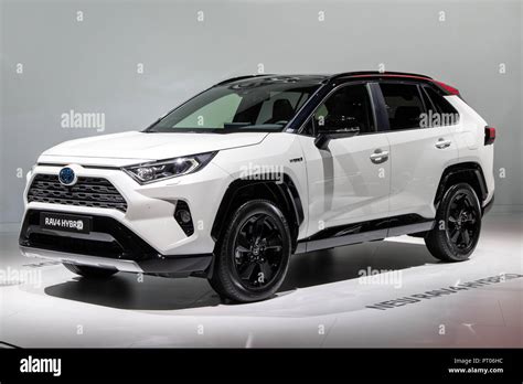 PARIS - OCT 3, 2018: Toyota RAV4 Hybrid car presented at the Paris ...