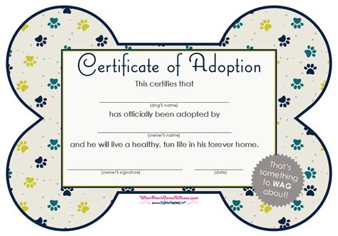 Dog Adoption Certificate Printable