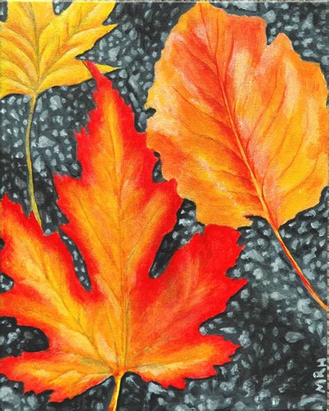 Autumn Leaves on Asphalt Original Acrylic Painting 8 X 10 - Etsy