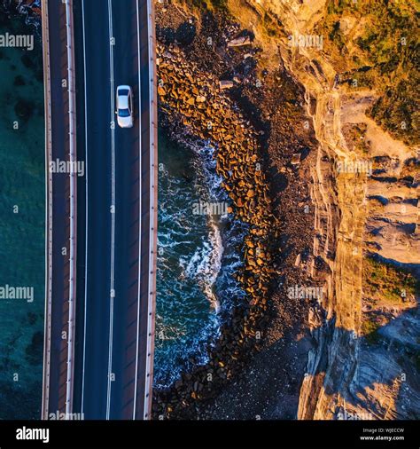 Aerial View Of Car On Bridge Stock Photo - Alamy