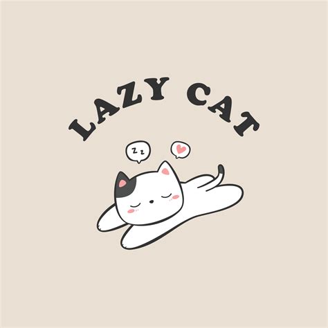 Cute lazy cat sleeping cartoon doodle illustration 4238043 Vector Art ...