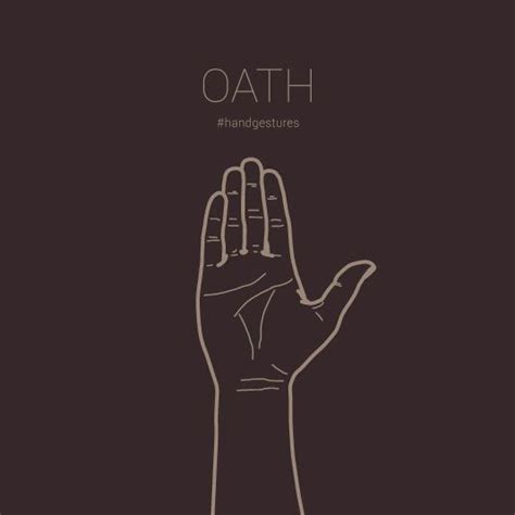 Oath Hand Gesture Vector Line Illustration