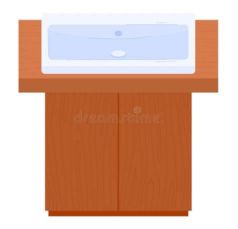 Ceramic Bathroom Sink on Wooden Cabinet with No Visible Hardware. Simplistic Home Furniture and ...