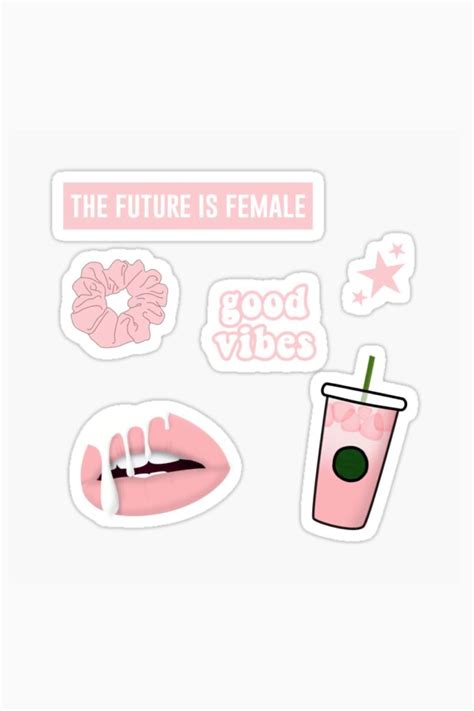 stickers that say the future is female and good vibes with lipstick ...