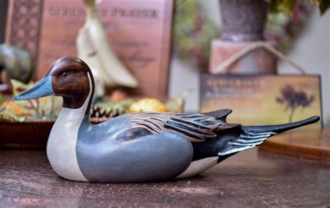 Hand Carved Pintail Drake Full Size Premier Wooden Decorative Duck Decoy | Waterfowl, Carving ...