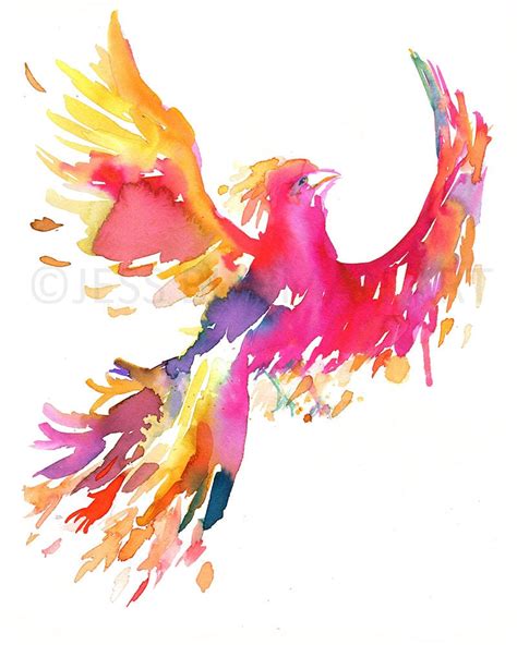 Phoenix Watercolor Painting Print Phoenix Print Phoenix