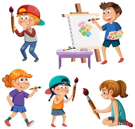 Premium Vector | School kids cartoon characters set