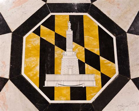 Battle of North Point monument depicted in marble on rotunda floor of Baltimore city hall ...