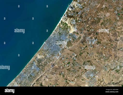 Gaza City, Palestine. Satellite image of Gaza, located in the Gaza ...