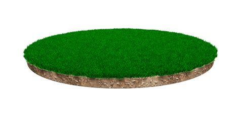 Grass circle isolated 3D Illustration round soil ground cross section ...