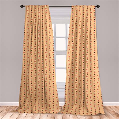 Orange Curtains 2 Panels Set, Romantic Valentines Day Bridal Theme ...