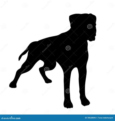 Boxer Dog Realistic Vector Silhouette Stock Vector - Illustration of ...