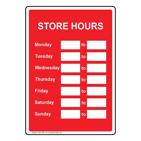 Store Hours Custom Sign NHE-17907 Dining / Hospitality / Retail