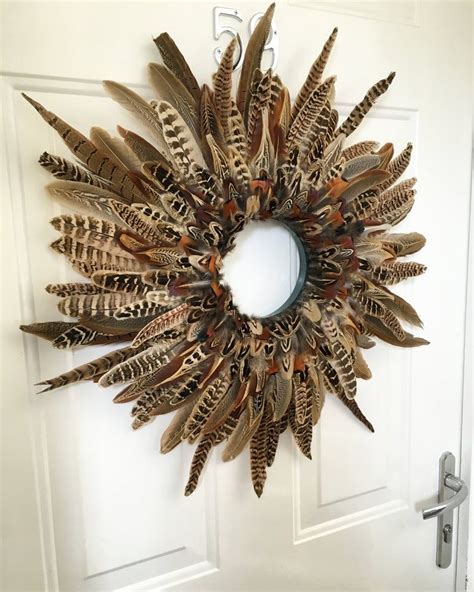 Small Pheasant Feather Wreath - Etsy UK | Feather crafts, Pheasant ...