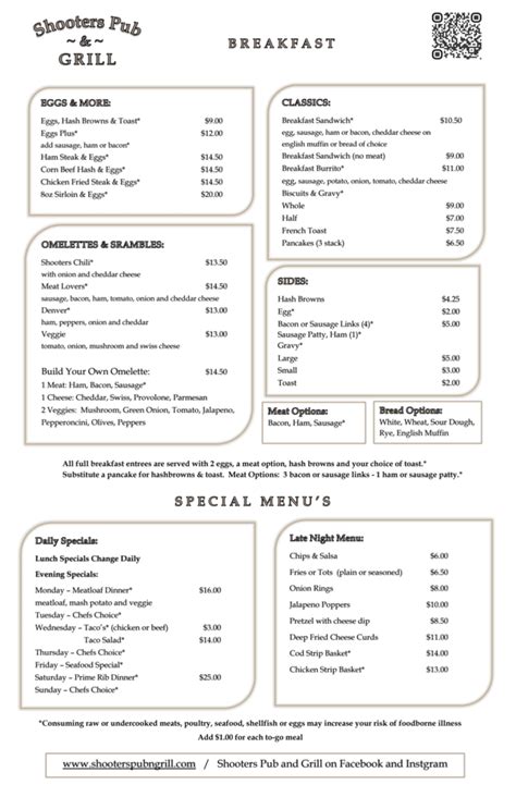 Menu – Shooters Pub & Grill