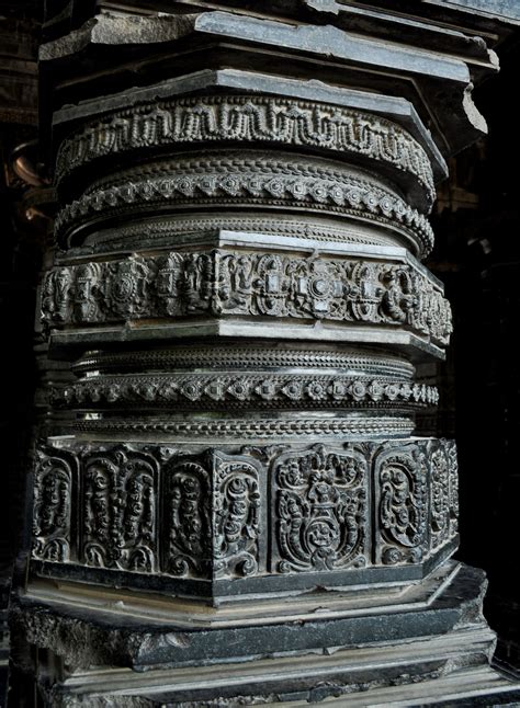 Carved pillar in thousand piller temple, Warangal, AP, India | Ancient ...