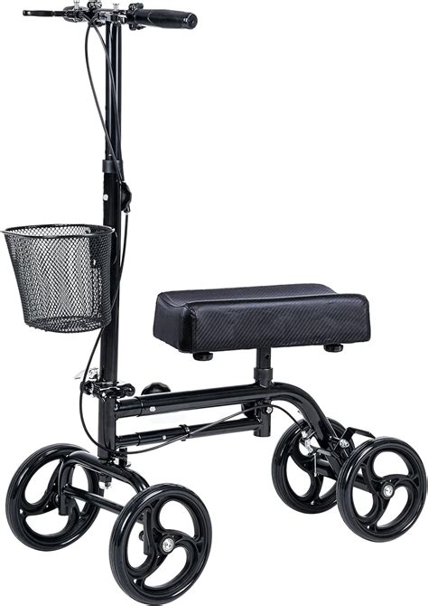 Buy WINLOVE Black Steerable Knee Walker Roller Scooter with Basket Dual Braking System for Angle ...