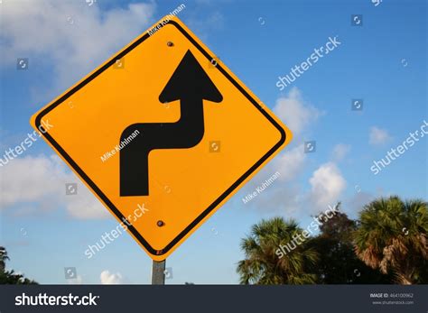 Yellow Curve Road Sign Black Curvy Stock Photo 464100962 | Shutterstock