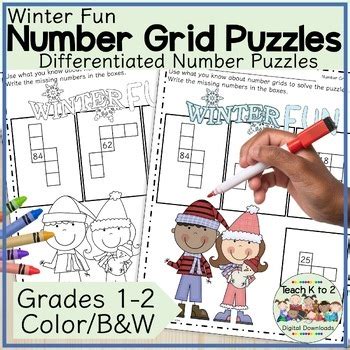 Number Grid Puzzles/Place Value/Brain Builders/Math Puzzles/Winter Math Fun