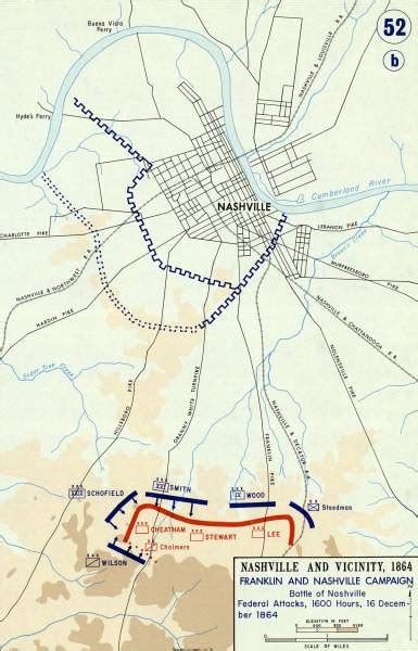 Battle of Nashville, Late Afternoon on December 16, 1864, campaign map ...