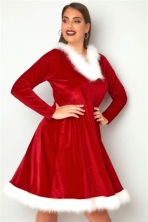 Weihnachtsfrauen-Kleid - Rot | Yours Clothing