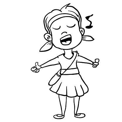 Black And White Girl Sing Stock Clipart | Royalty-Free | FreeImages