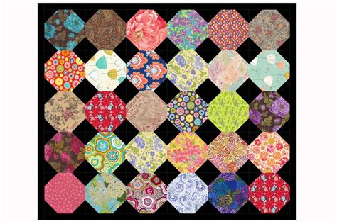 Floral Snowball Quilt Block and Quilt Pattern