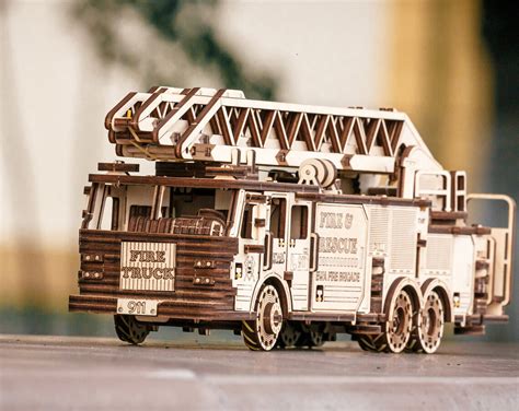 3d Wooden Model Kit Fire Truck Mechanical Model Puzzles for Adults - Etsy