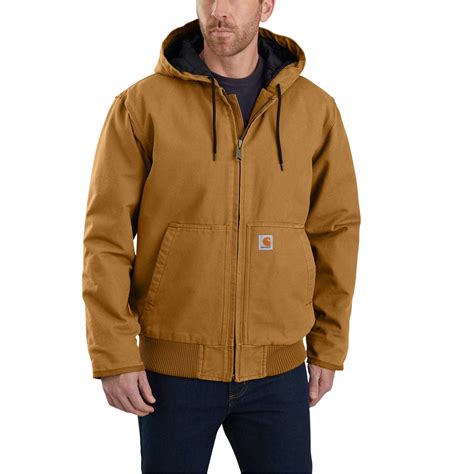 Carhartt Outerwear: Men's 104050 BRN Washed Duck Quilt Flannel-Lined Active Jacket