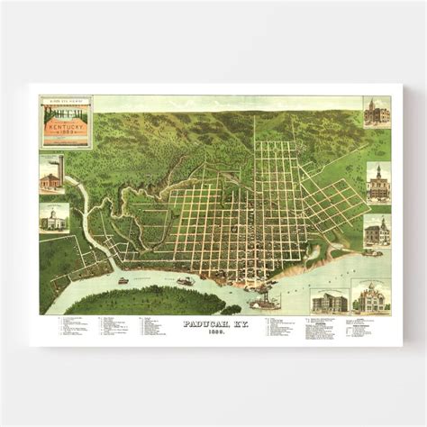 Vintage Map of Paducah, Kentucky 1889 by Ted's Vintage Art