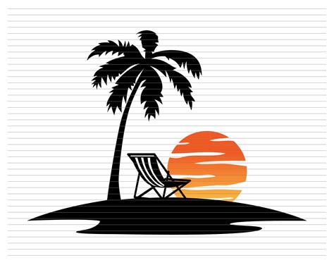 PALM TREE Sunset SVG, Palm Tree Svg, Beach Chair Svg, Palm Tree Sunset ...