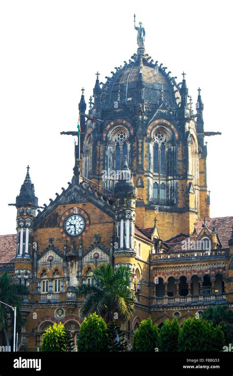 historical building of the railway station in Mumbai Victoria Terminus ...