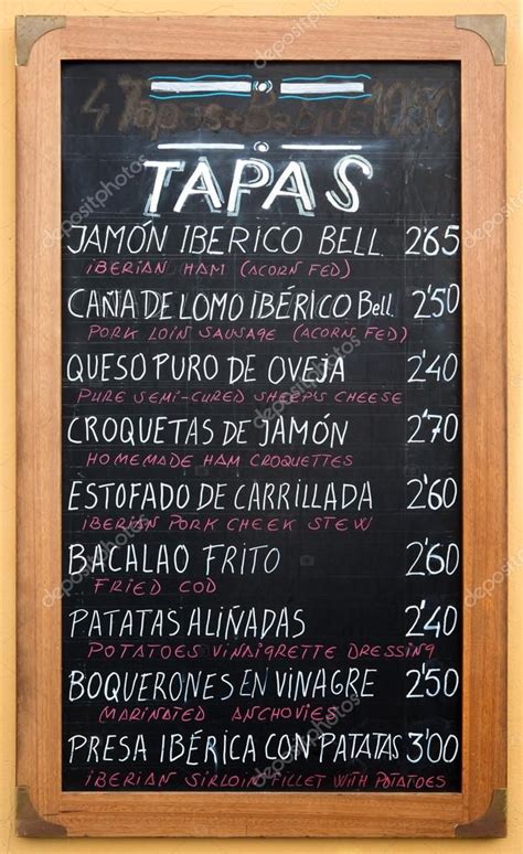 Menu of spanish tapas — Stock Photo © toucanet #77229768