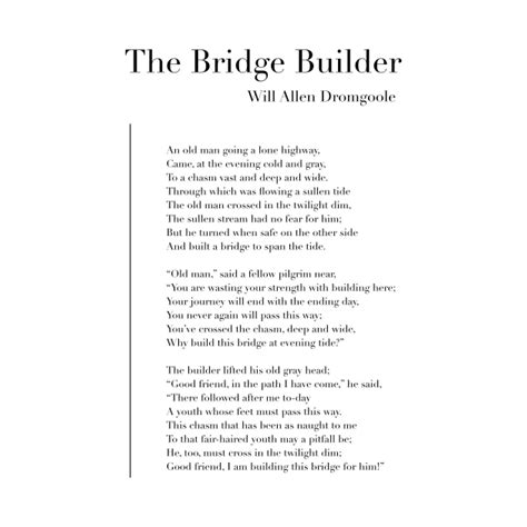 The Bridge Builder by Will Allen Dromgoole - The Bridge Builder - Mug ...