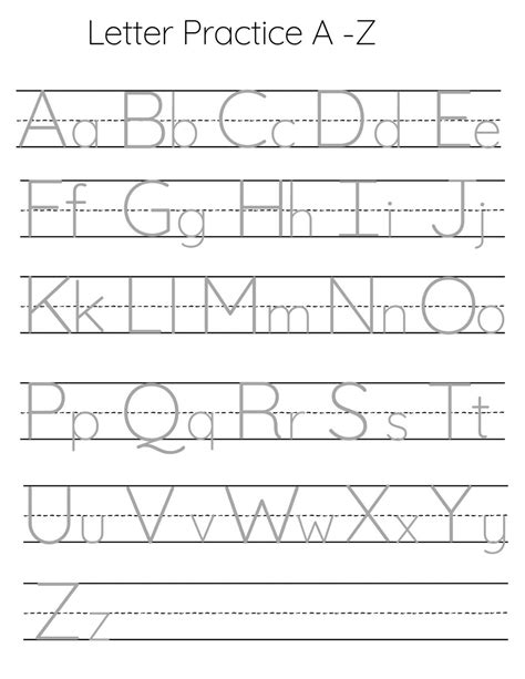 Tracing Letter Printable Worksheets