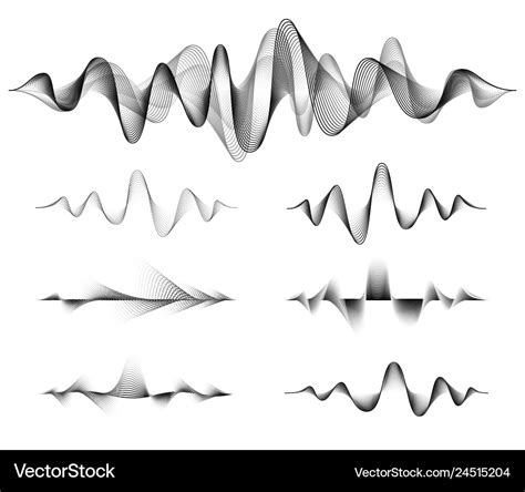 Wave sound set music soundwave design Royalty Free Vector