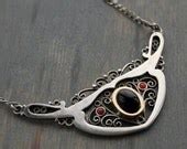 Items similar to Large Vintage Southwestern Sterling Silver Filigree Onyx Necklace on Etsy
